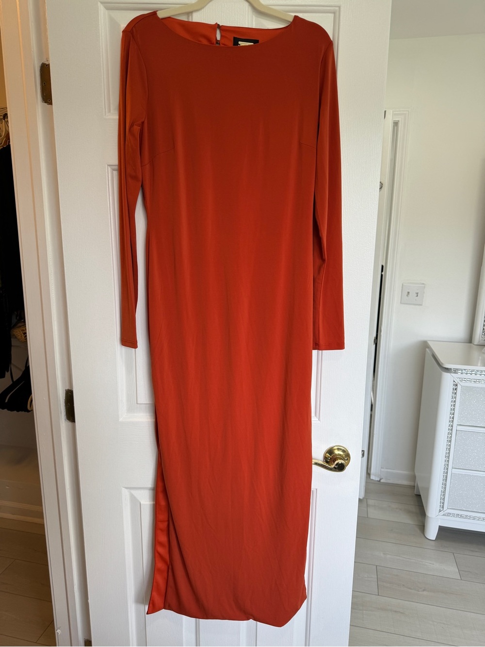 Authentic Alexia Admor Long Sleeve Maxi Dress in Apricot Orange